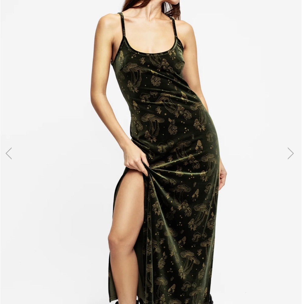 Disturbia Faefire Foil Print Velour Maxi Slip Gown